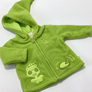 Osh Kosh Baby Jacket Green Frog Fleece Jacket 3/6 Months Zip Front
